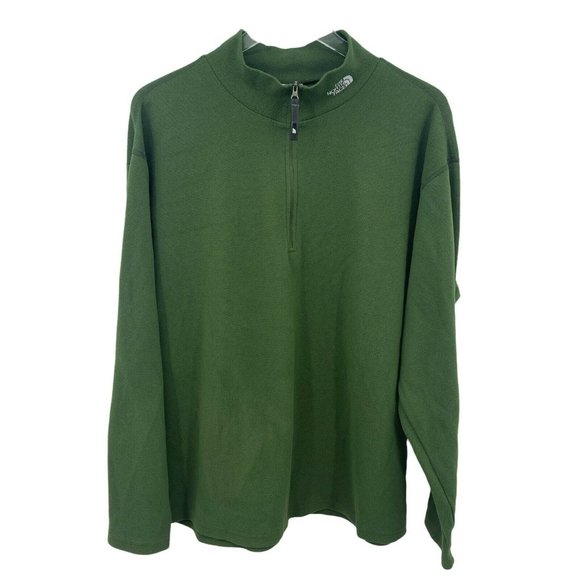 The North Face Green Textured 1/4 Zip Long Sleeve Pullover Mens Size Large